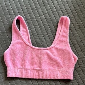 Zara Pink Terrycloth Lounge Bra Crop Top Size Medium